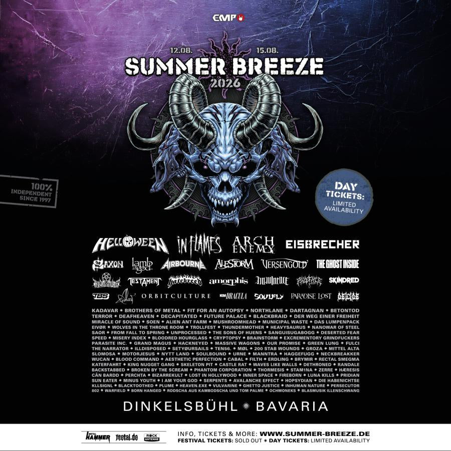 Summer Breeze 2026 official festival poster – 12–15 August, Dinksbühl Bavaria