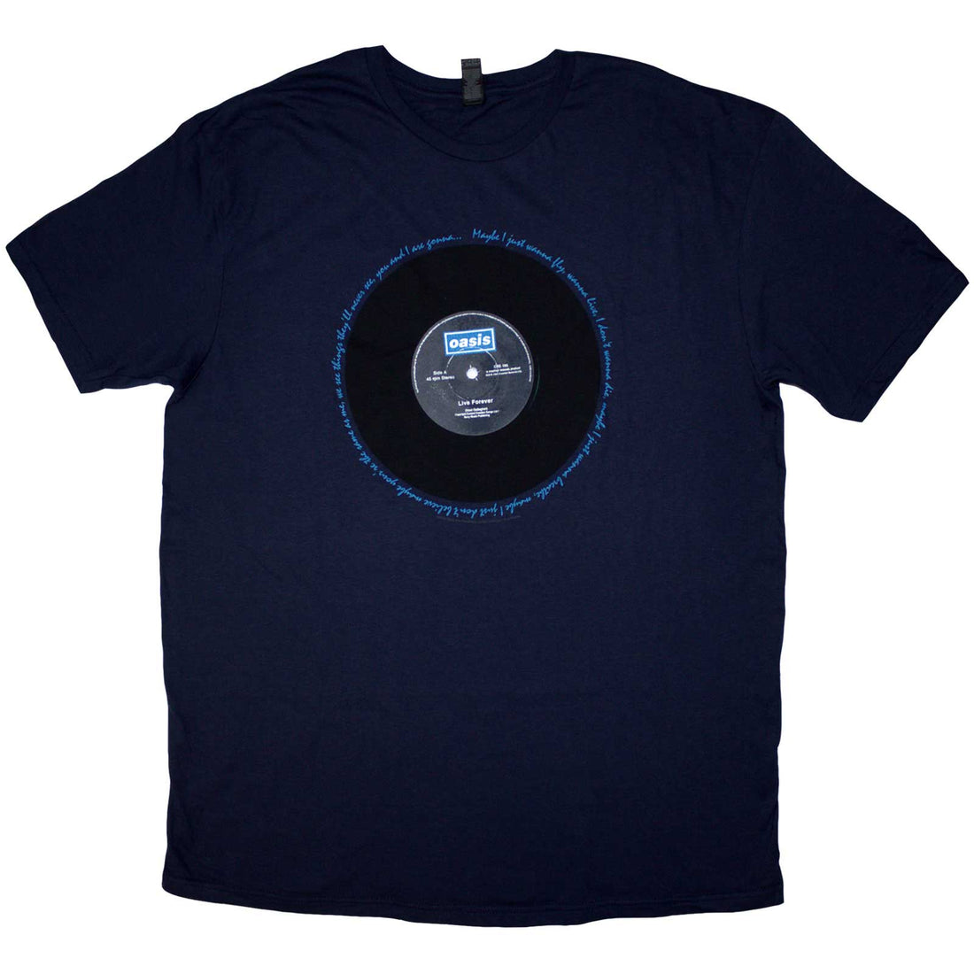 Oasis Unisex T-Shirt: Live Forever Single (Denim Blue)
