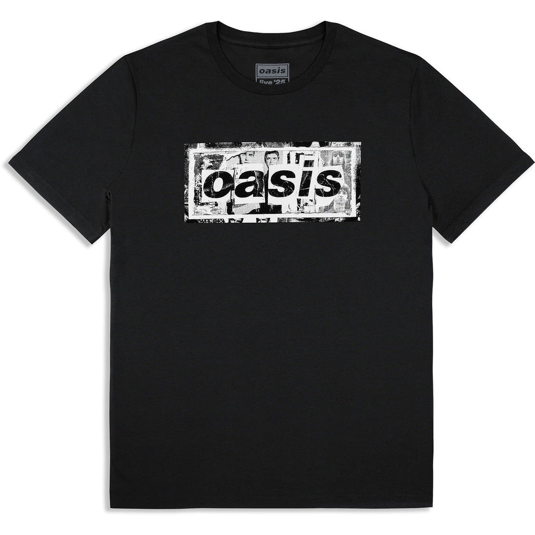 Oasis Collage Live 25 World Tour T-Shirt Black Back Print Ex-Tour