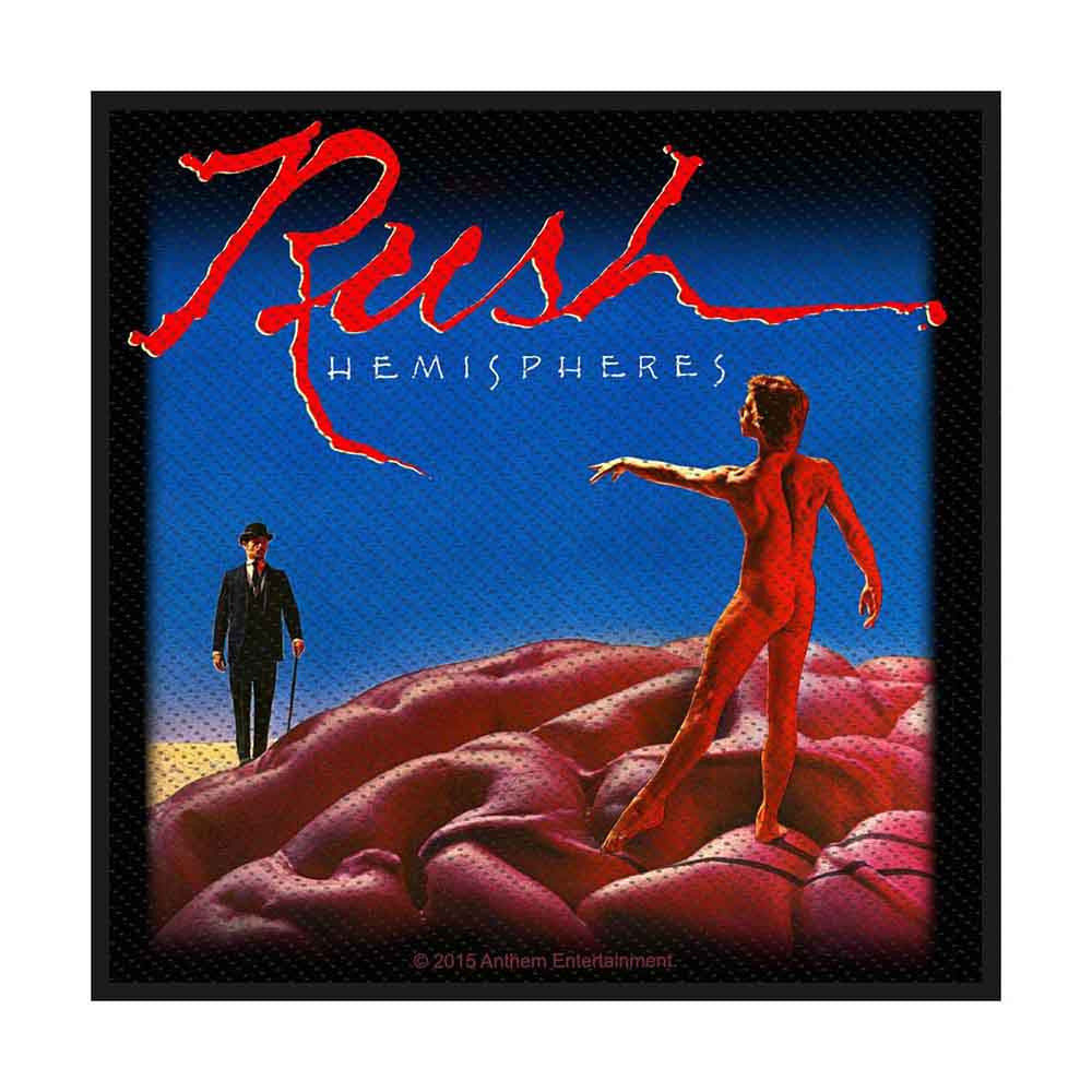 Official Rush Hemispheres merchandise patch featuring iconic album artwork - authentic licensed Rush band merch UK
