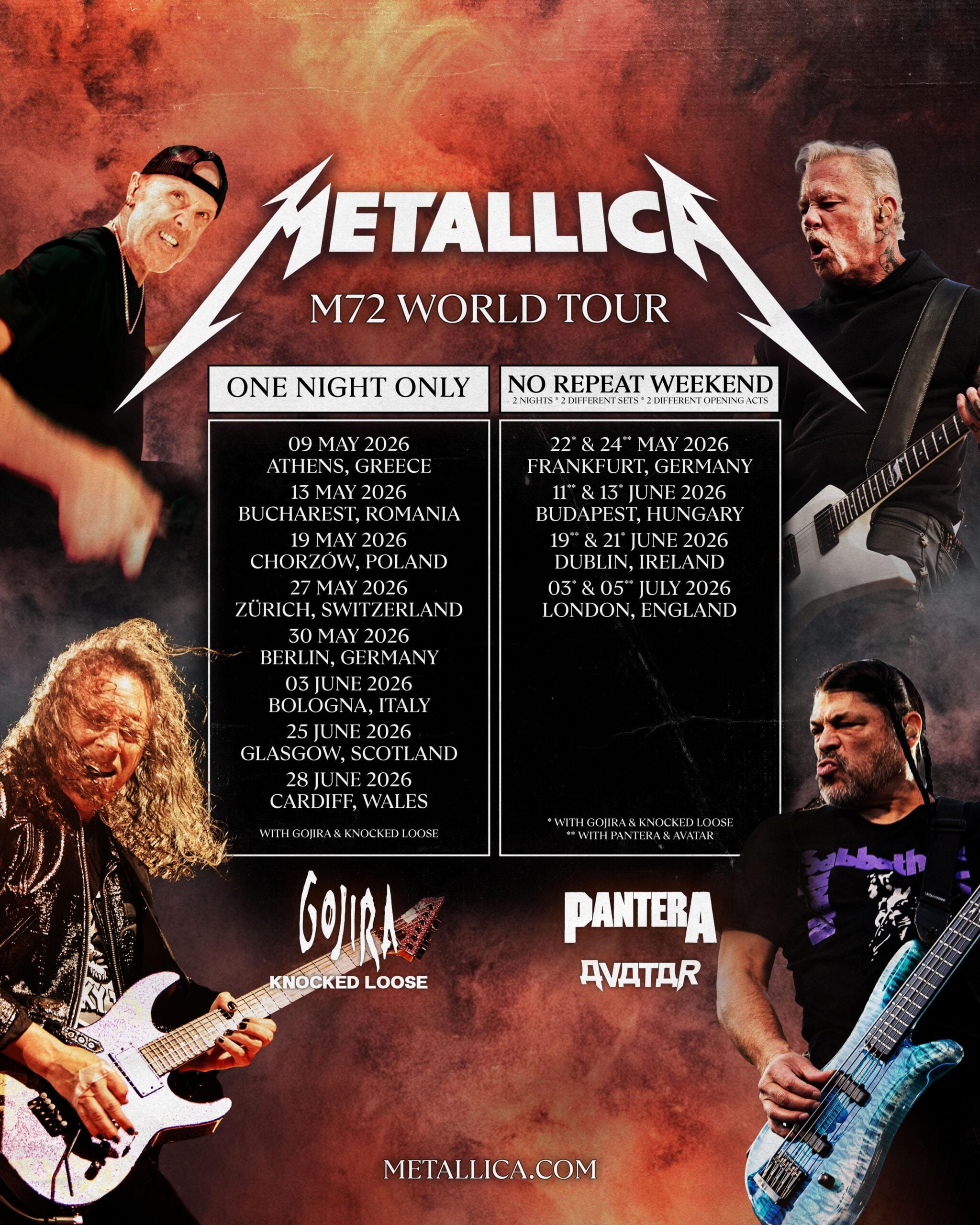 Metallica M72 World Tour UK 2026 Official Merch | Wonderhaul