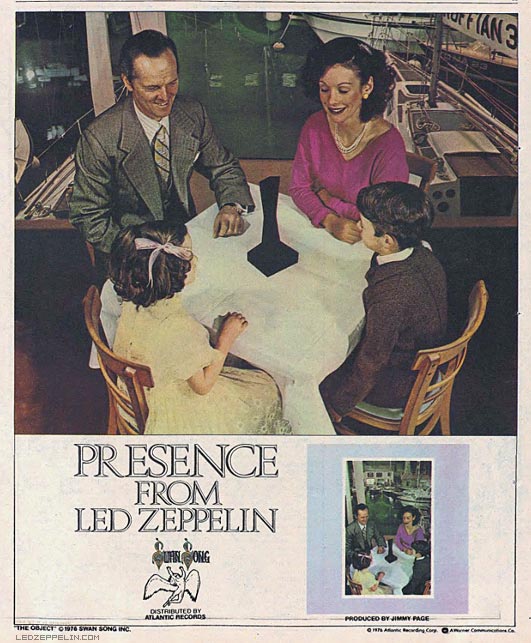 Led Zeppelin Presence album cover artwork (1976)
