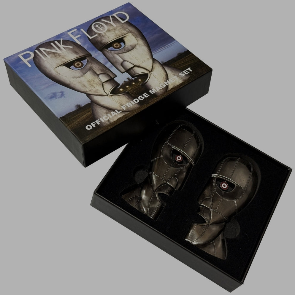 Official Licensed Pink Floyd Metal Heads Epoxy Magnet Set - Spinning Antiqued Nickel