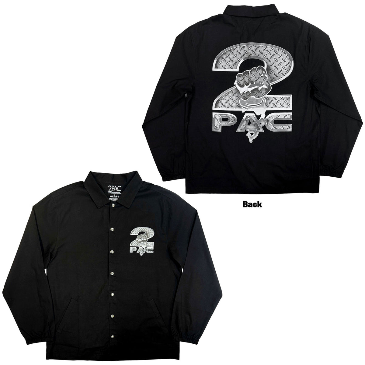 Tupac Unisex Shirt: Steel Logo (Black) (Back Print)