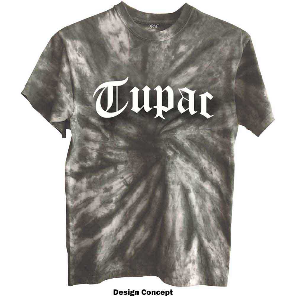 Tupac Unisex T-Shirt: Gothic Logo (Green) (Wash Collection)