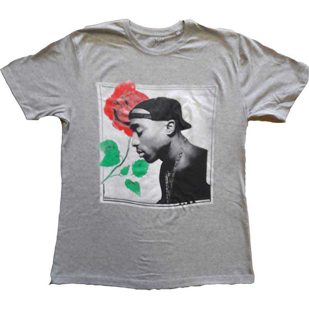Tupac Unisex T-Shirt: Rose (Grey)