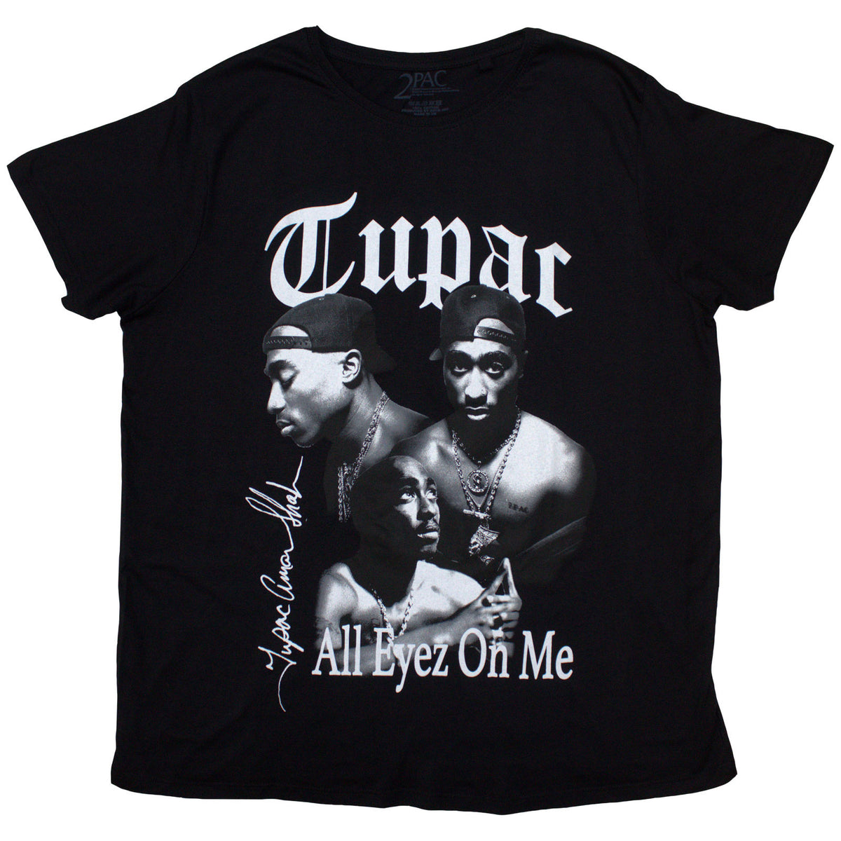 Tupac Ladies T-Shirt: All Eyez B&W (Black)