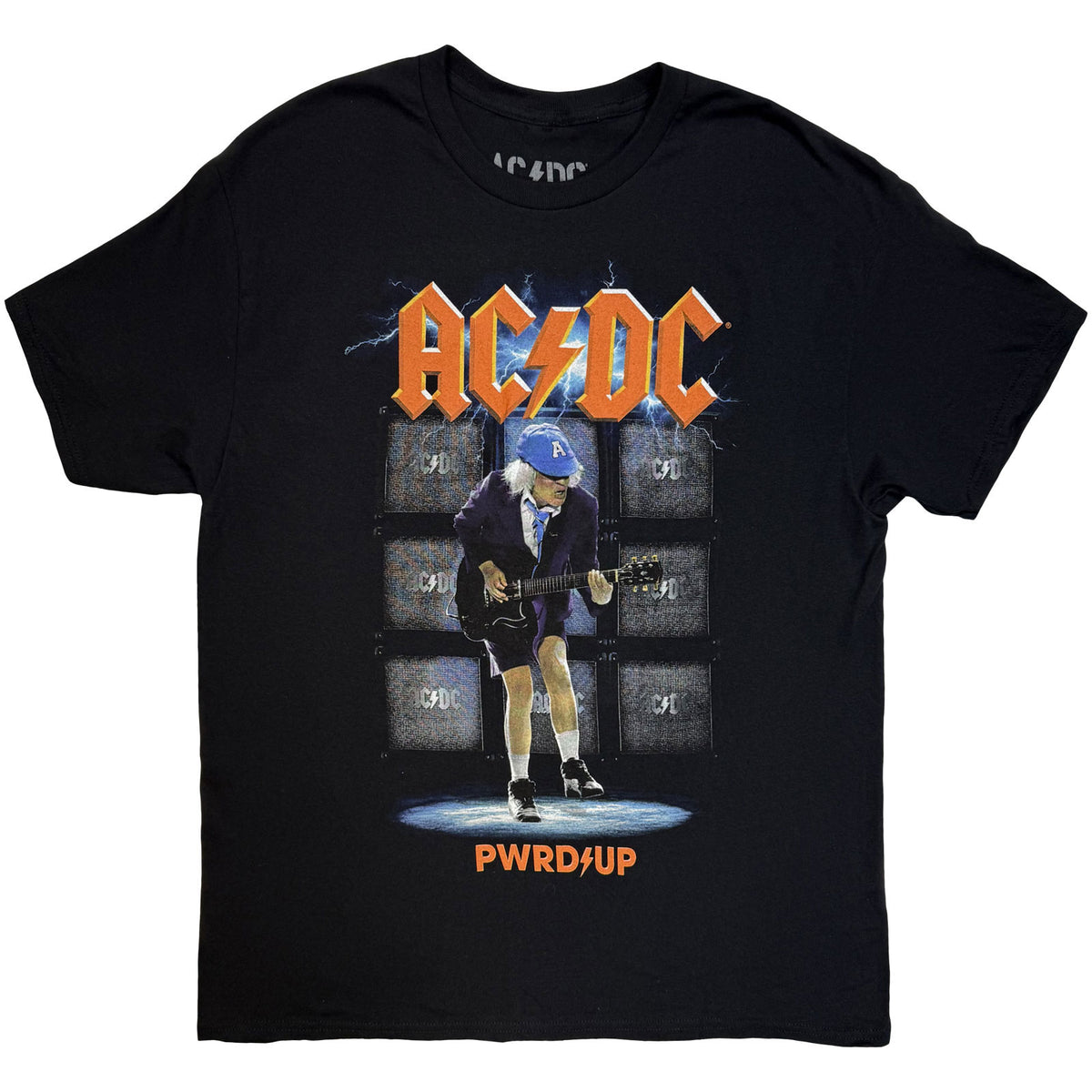 AC/DC Unisex T-Shirt: Angus Amps EU Tour '25 (Black) (Back Print & Ex-Tour)