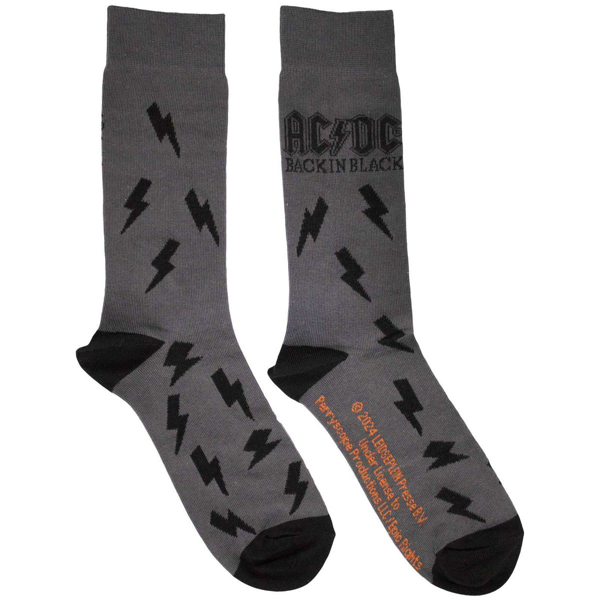 AC/DC Unisex Ankle Socks: Back in Black Bolts (Charcoal Grey) (UK Size 6 - 11)