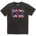 AC/DC Unisex Stone Wash T-Shirt: Flag (Charcoal Grey)