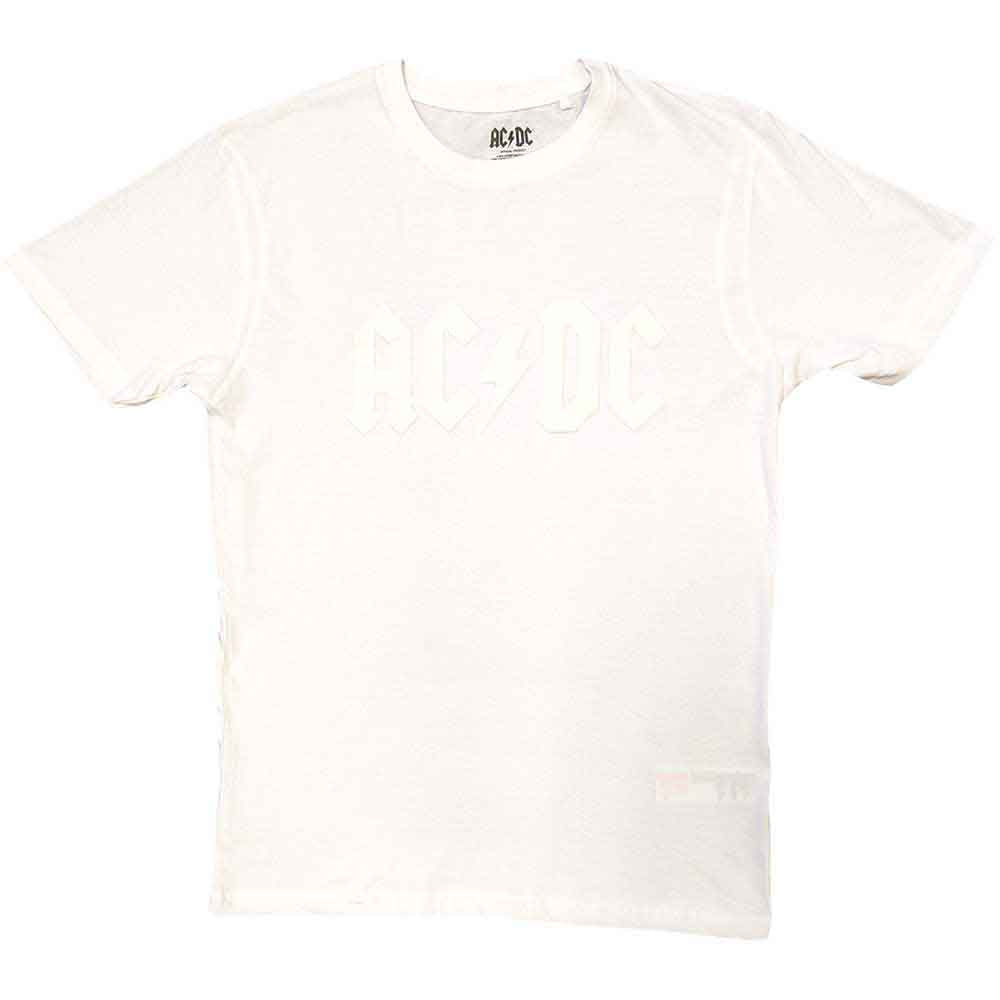 AC/DC Unisex T-Shirt: Logo (White) (Hi-Build)