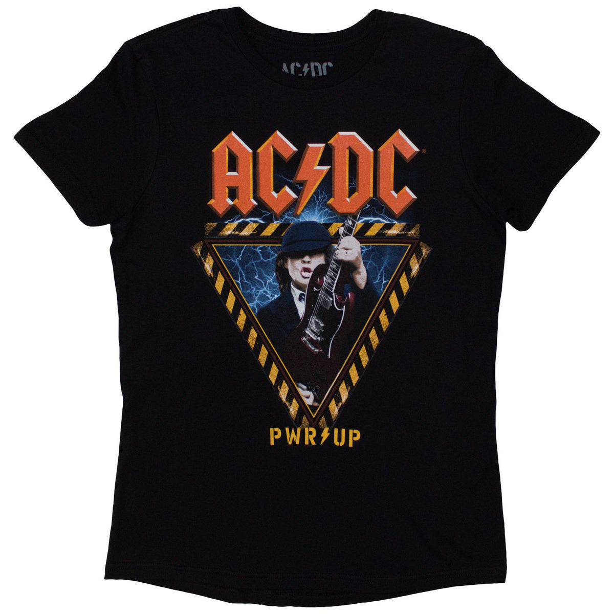AC/DC Ladies T-Shirt: Angus Triangle PWR-UP EU Tour '24 (Black) (Back Print & Ex-Tour)