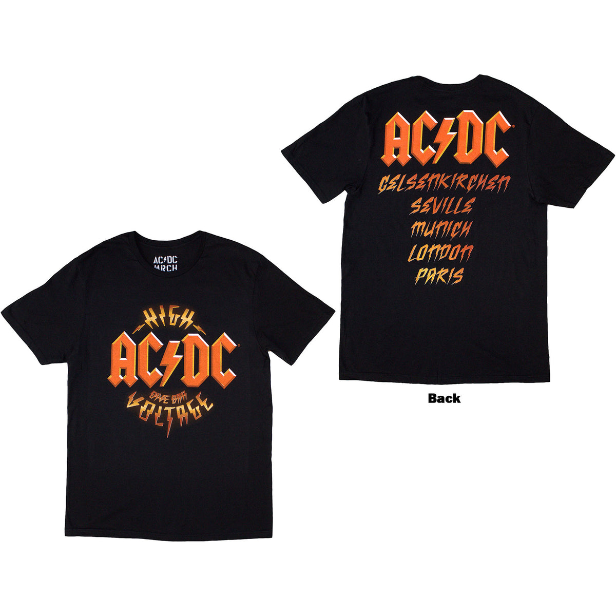 AC/DC Unisex T-Shirt: High Voltage Dive Bar (Black) (Back Print & Ex-Tour)