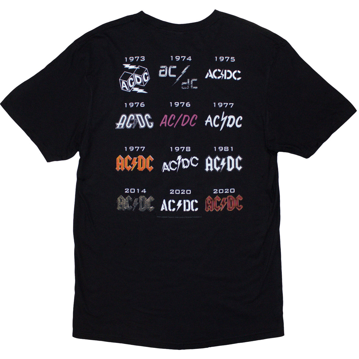 AC/DC Unisex T-Shirt: History Logo (Black) (Back Print)
