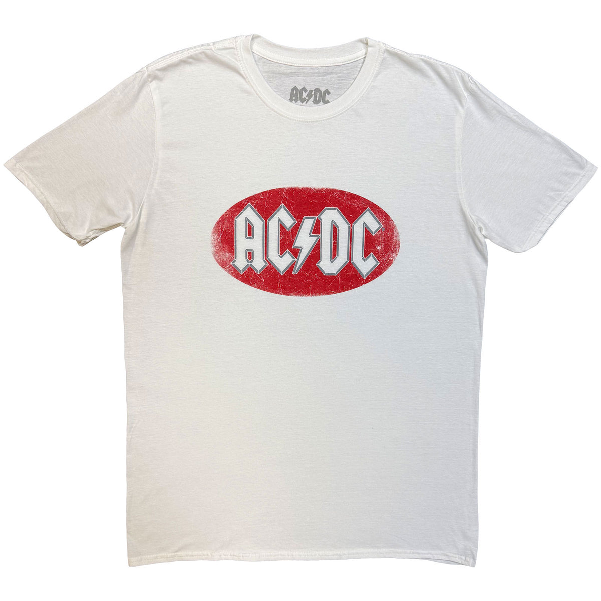 AC/DC Unisex T-Shirt: Oval Logo Vintage (White)
