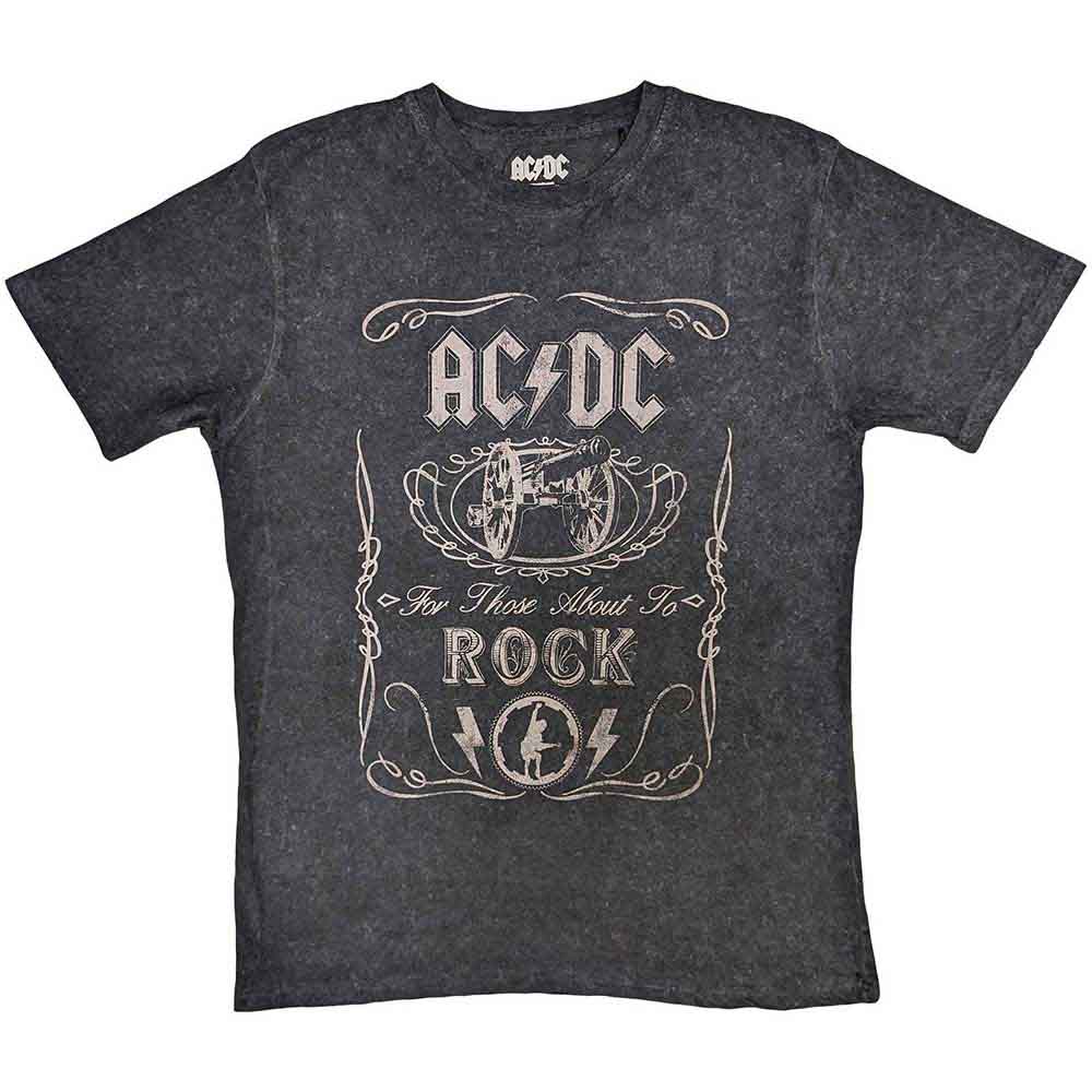 AC/DC Unisex T-Shirt: Cannon Swig (Dip-Dye On Black) (Wash Collection)