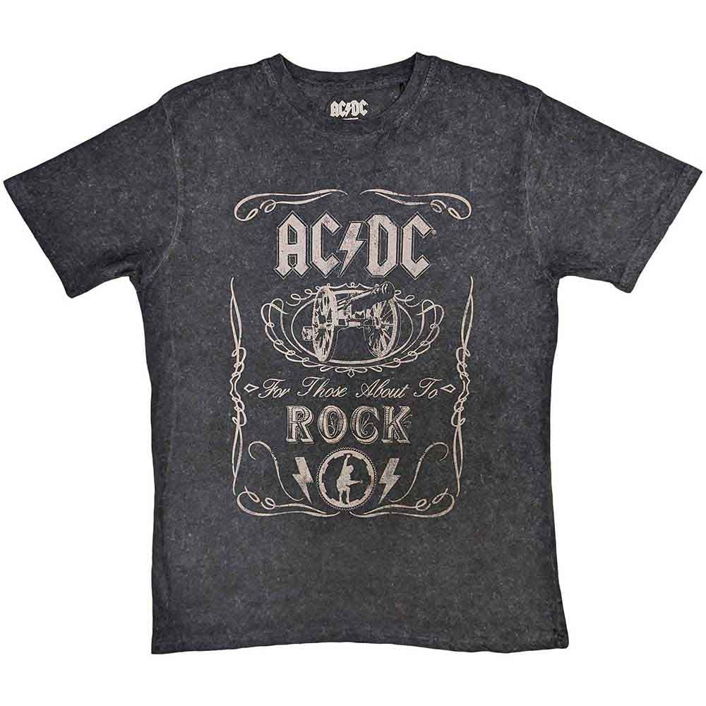 AC/DC Unisex T-Shirt: Cannon Swig (Dip-Dye On Black) (Wash Collection)