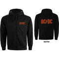 AC/DC Unisex Zipped Hoodie: Logo (Black) (Back Print)