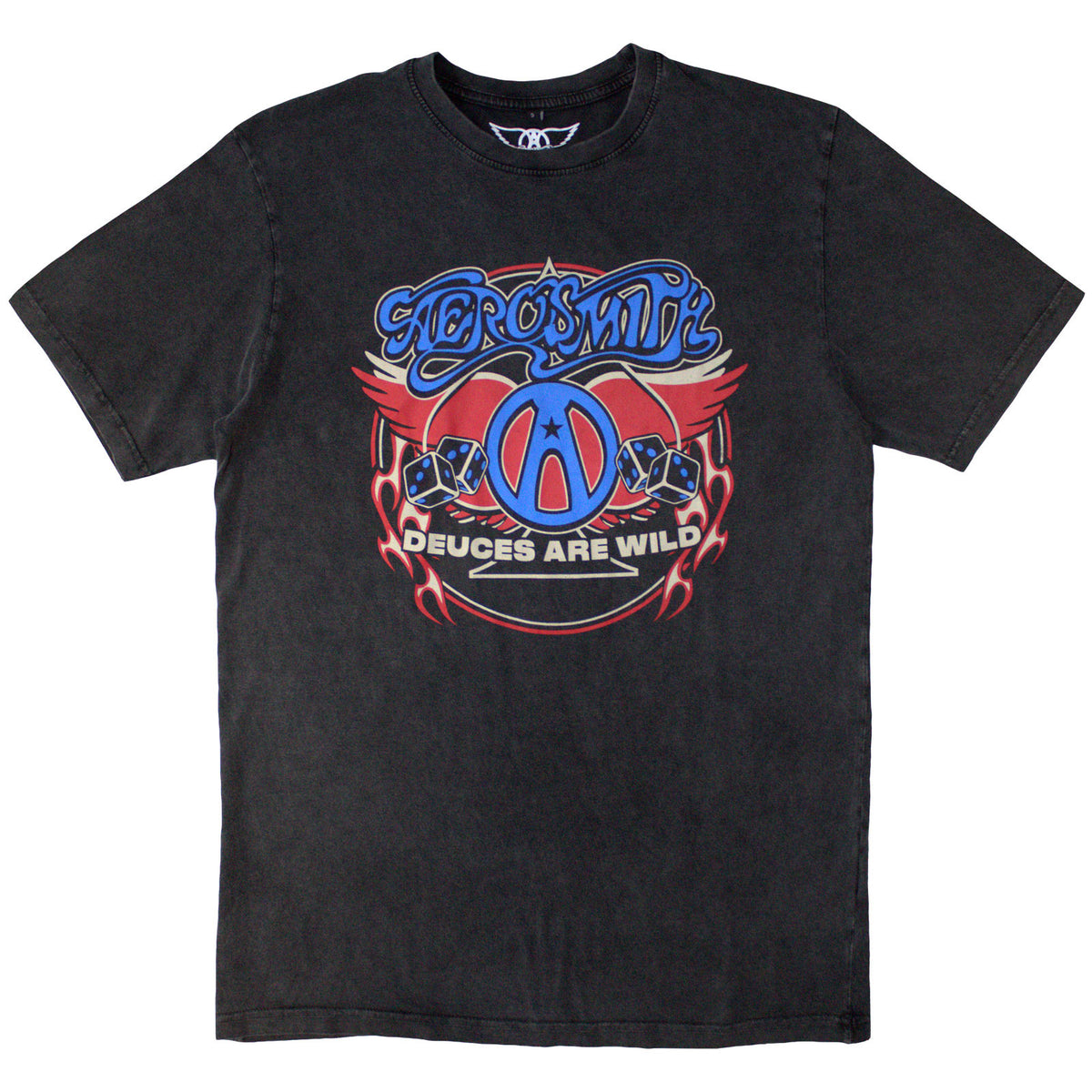 Aerosmith Unisex Stone Wash T-Shirt: Rainbow Spade (Charcoal Grey)