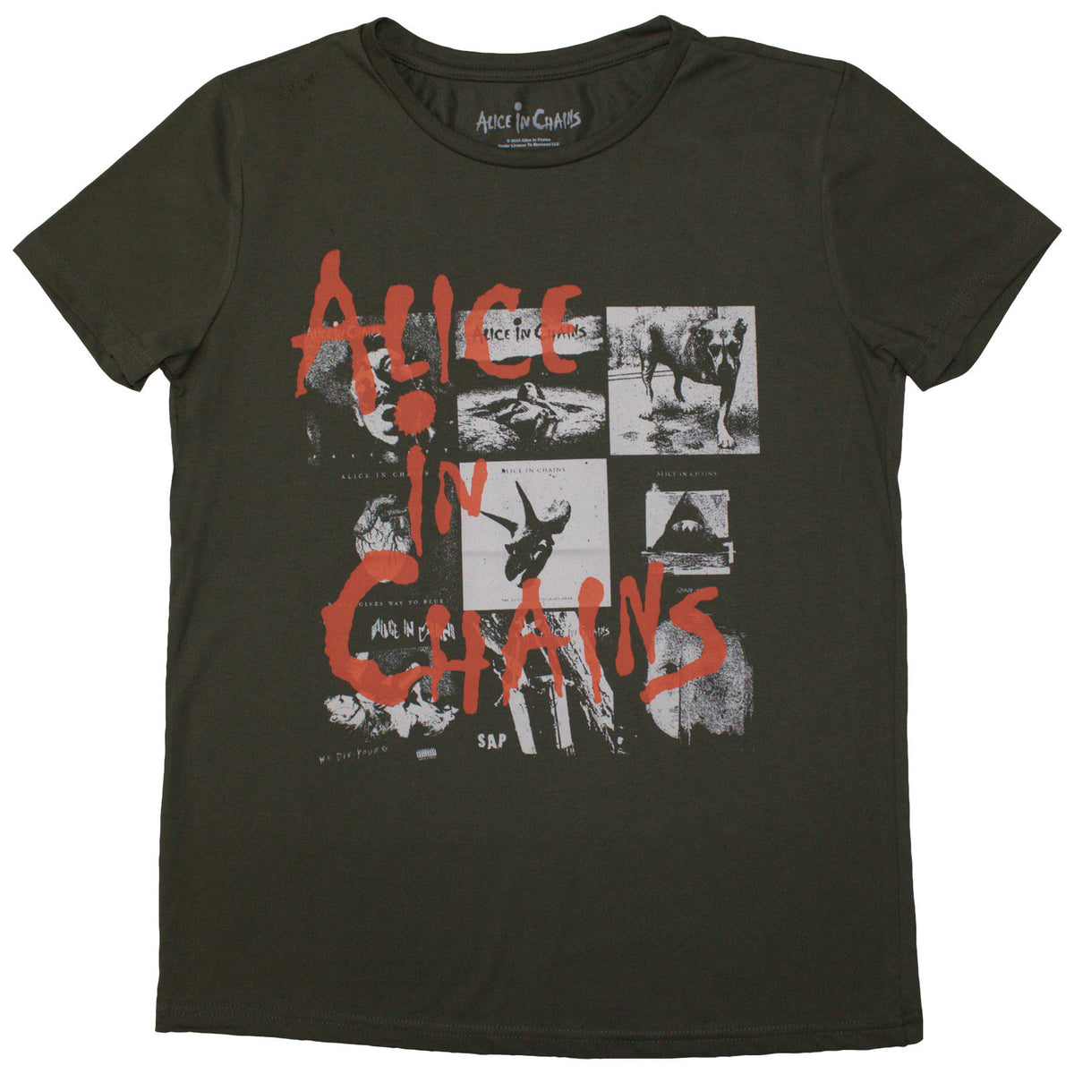 Alice In Chains Ladies T-Shirt: Albums Montage (Green)