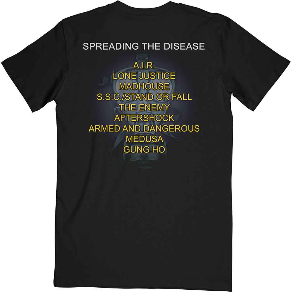 Anthrax Unisex T-Shirt: Spreading The Disease Track list (Black) (Back Print)