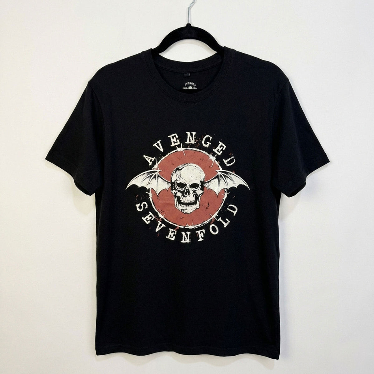 Avenged Sevenfold Unisex Premium Carbon T-Shirt: Deathbat Red Circle (Black)