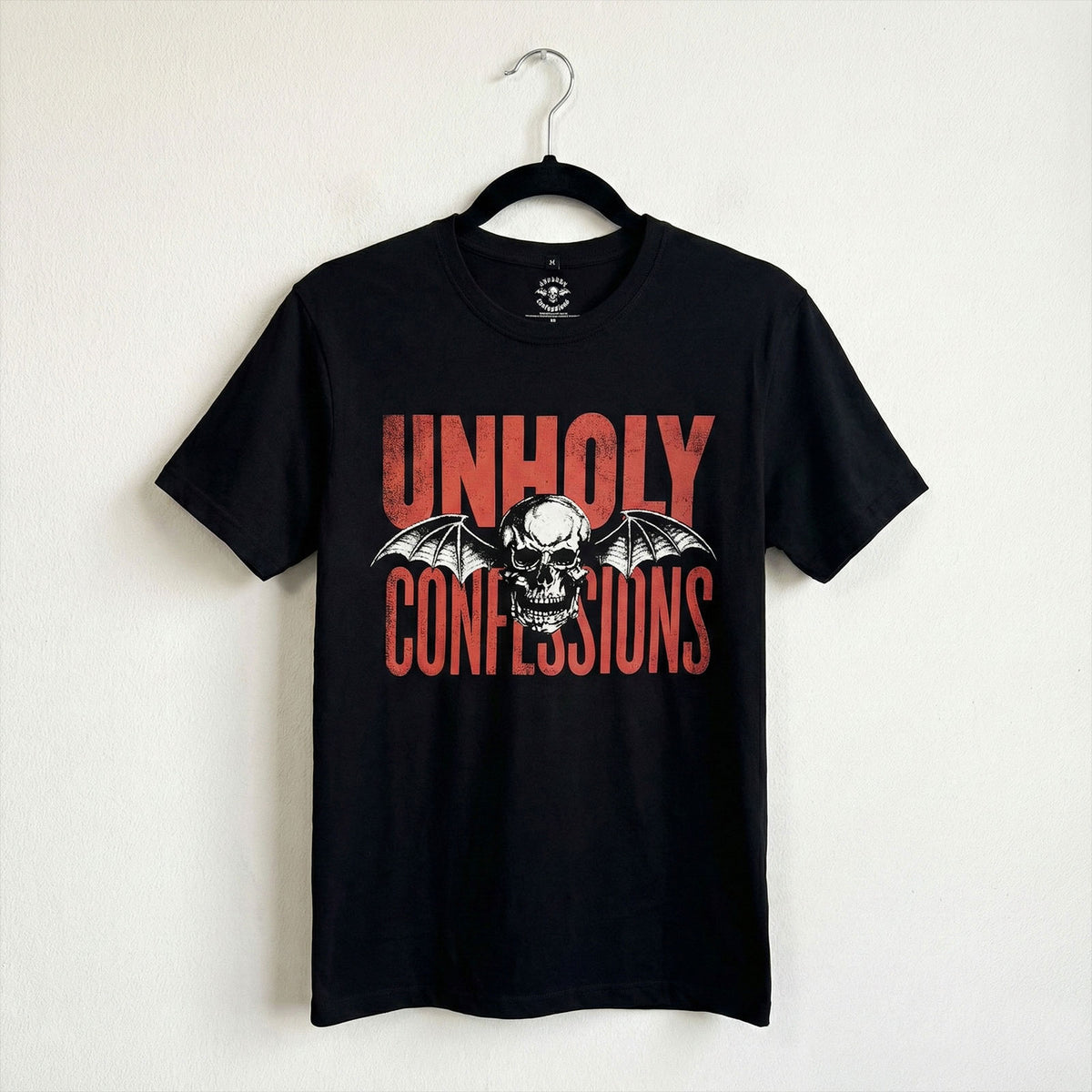 Avenged Sevenfold Unisex Premium Carbon T-Shirt: Unholy Confessions (Black) (Back Print)