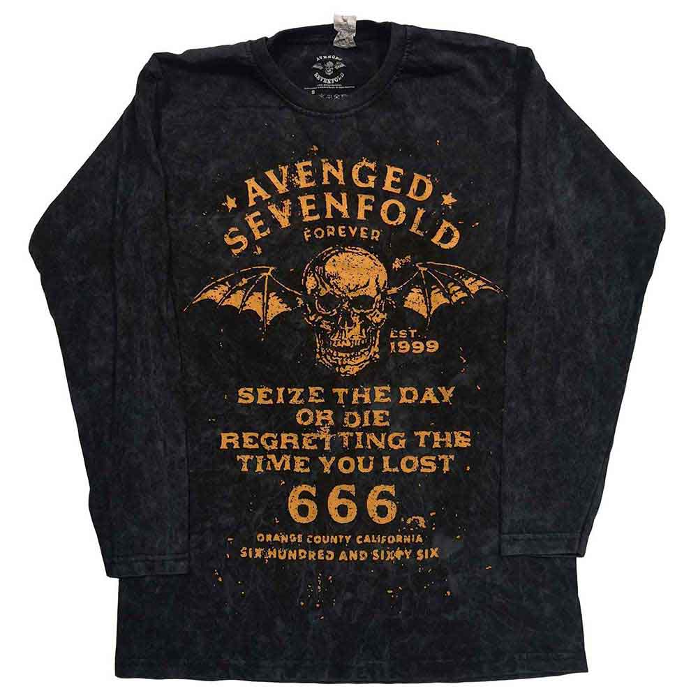 Avenged Sevenfold Unisex Long Sleeve T-Shirt: Seize The Day (Black) (Wash Collection)