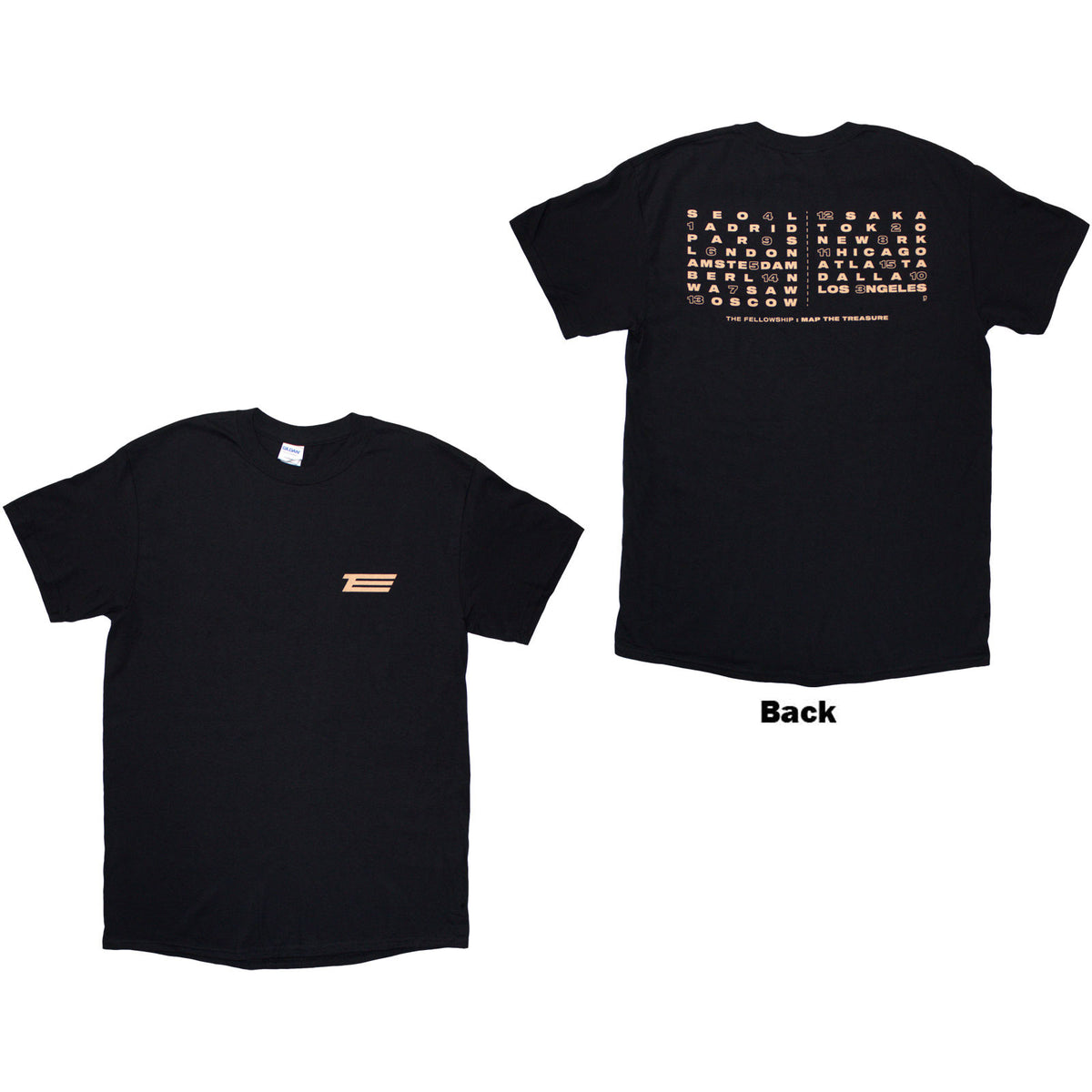 ATEEZ Unisex T-Shirt: Fellowship Map The Treasure (Black) (Back Print & Ex-Tour)