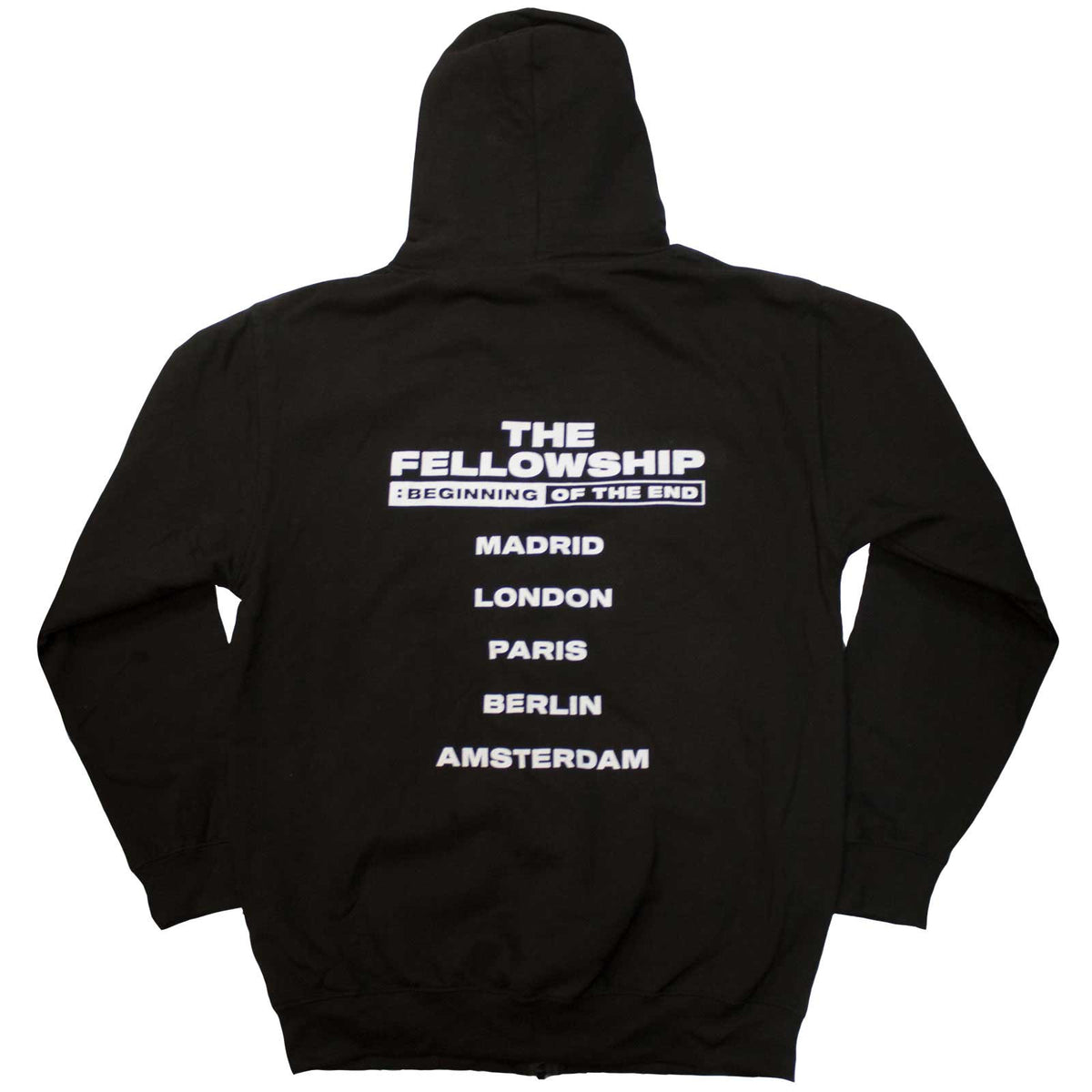 ATEEZ Unisex Zipped Hoodie: Fellowship Tour Euro (Black) (Back Print & Ex-Tour)