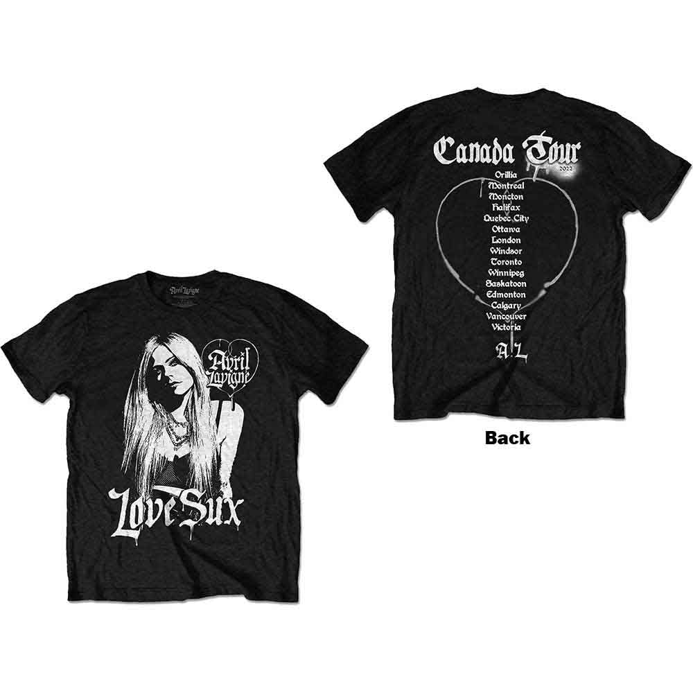 Avril Lavigne Unisex T-Shirt: Love Sux (Black) (Back Print)
