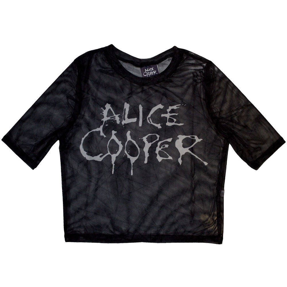 Alice Cooper: Dripping Logo Ladies Mesh Crop Top (Black)