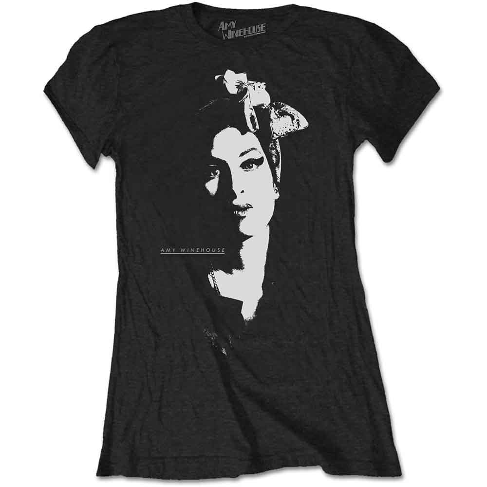 Amy Winehouse: Scarf Portrait Ladies T-Shirt (Black)