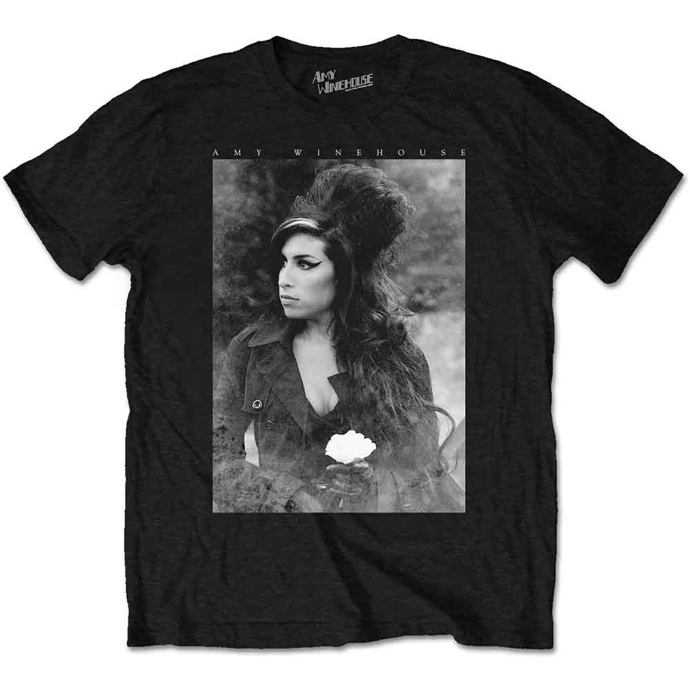 Amy Winehouse: Flower Portrait Unisex T-Shirt (Black)