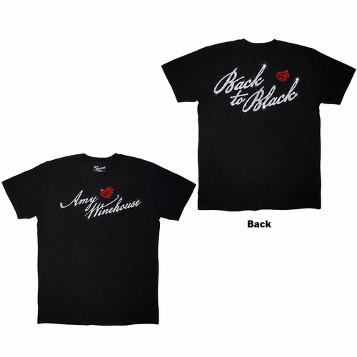 Amy Winehouse: Back To Black Unisex Embellished T-Shirt (Black) (Back Print)