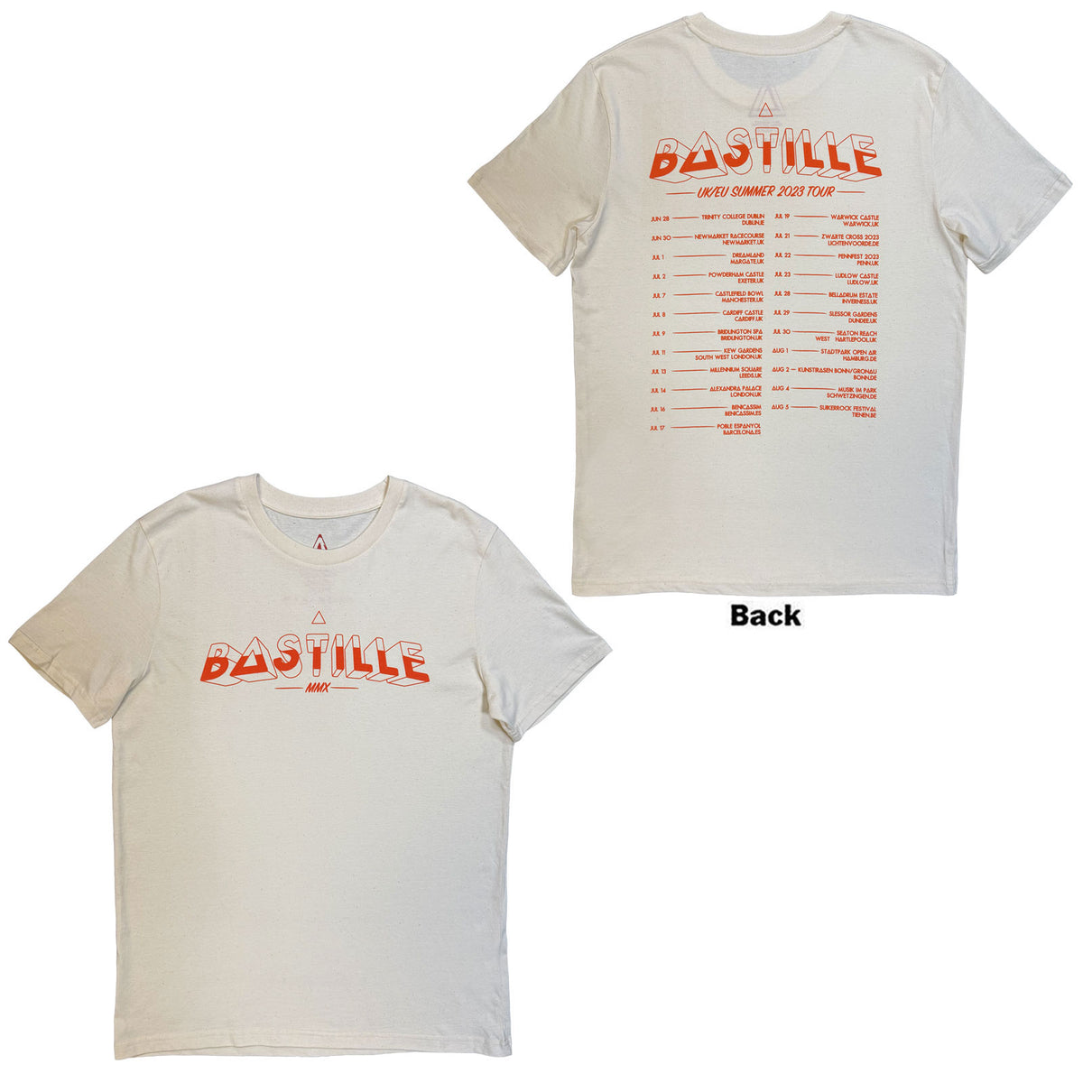 Bastille Unisex T-Shirt: Summer UK & EU Tour 23 (Natural) (Back Print) (Ex-Tour)