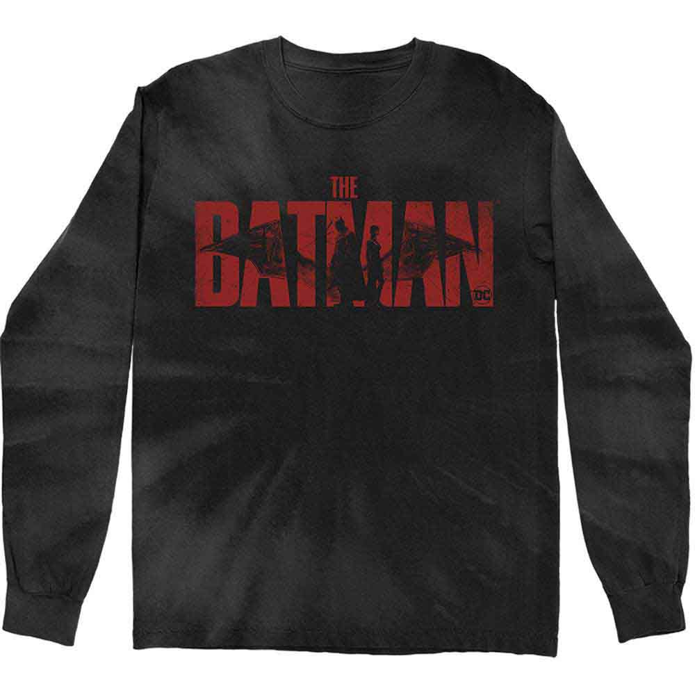 DC Comics Unisex Long Sleeve T-Shirt: The Batman Logo (Black) (Wash Collection)