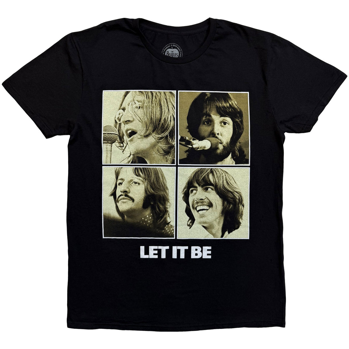 The Beatles Unisex T-Shirt: Let It Be Sepia (Black)