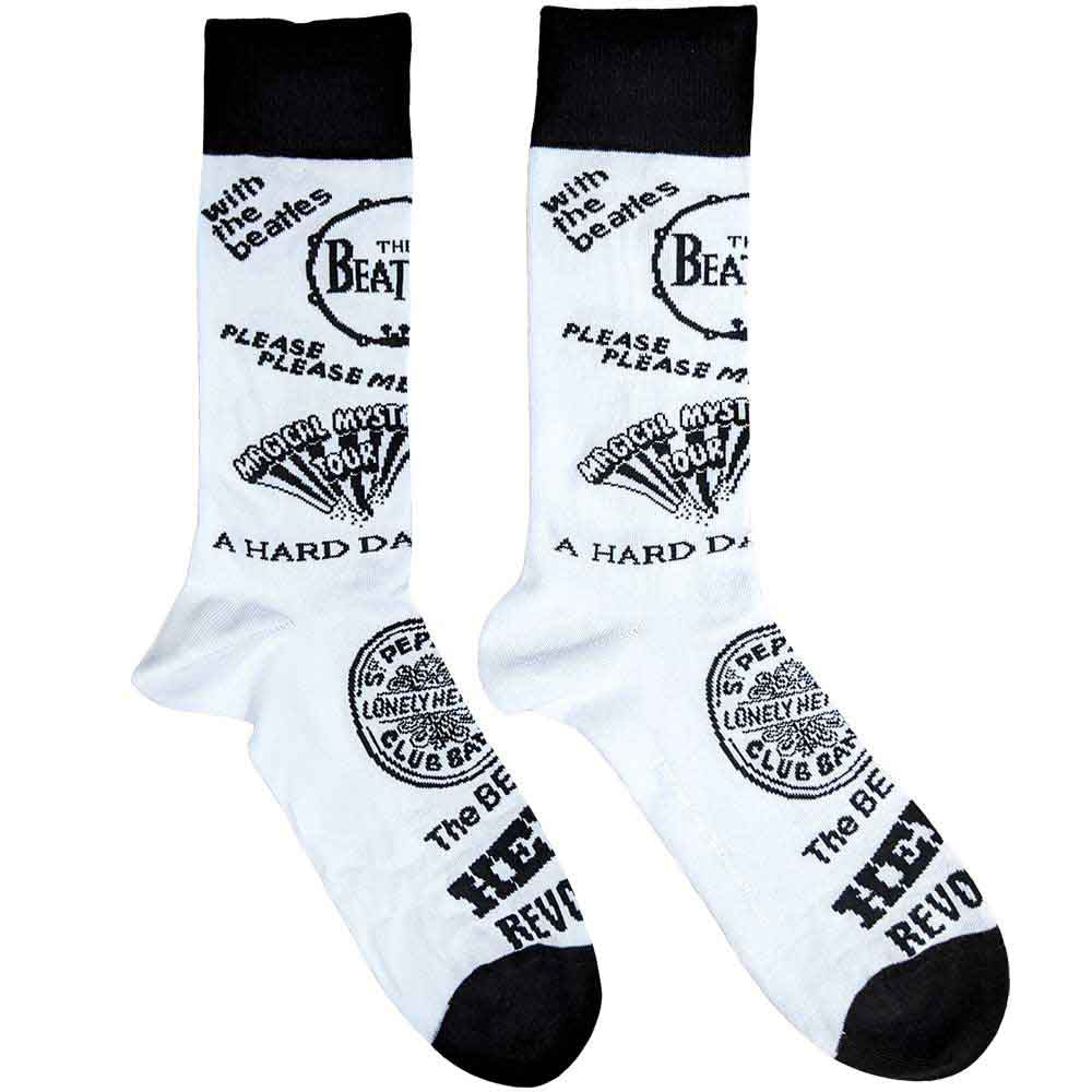 The Beatles Unisex Ankle Socks: Albums Monochrome (White) (UK Size 7 - 11)