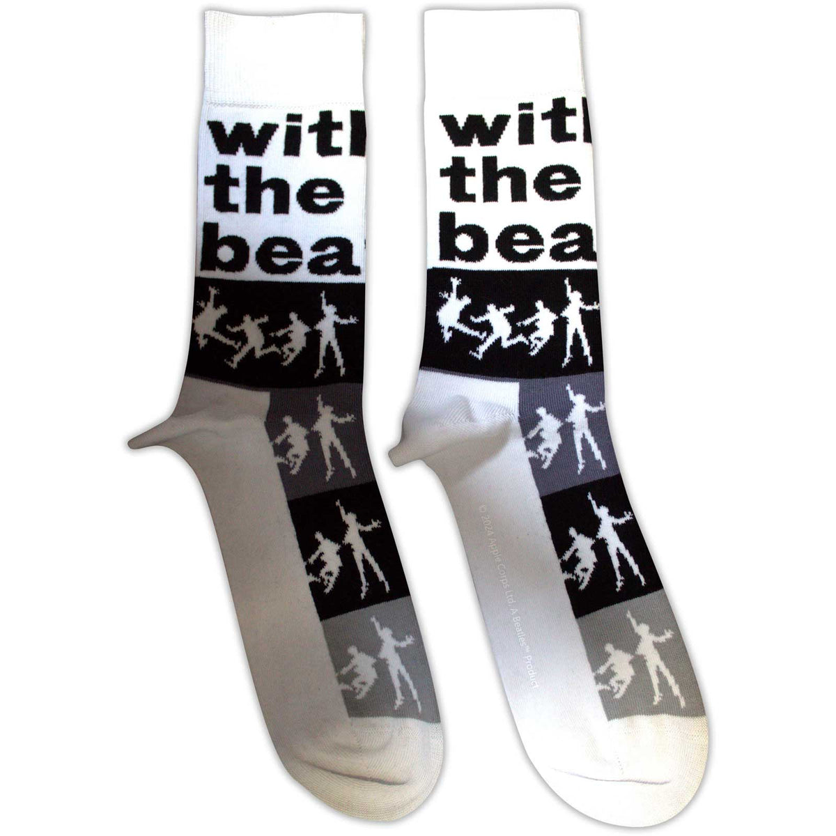 The Beatles Unisex Ankle Socks: With The Beatles Silhouette Stripes (White) (UK Size 7 - 11)