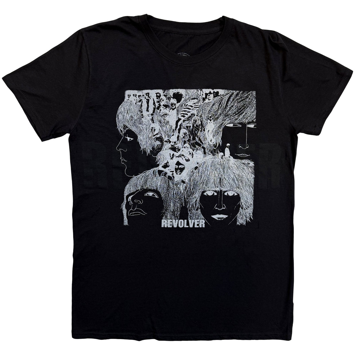 The Beatles Unisex T-Shirt: Reverse Revolver Foiled (Black) (Embellished)