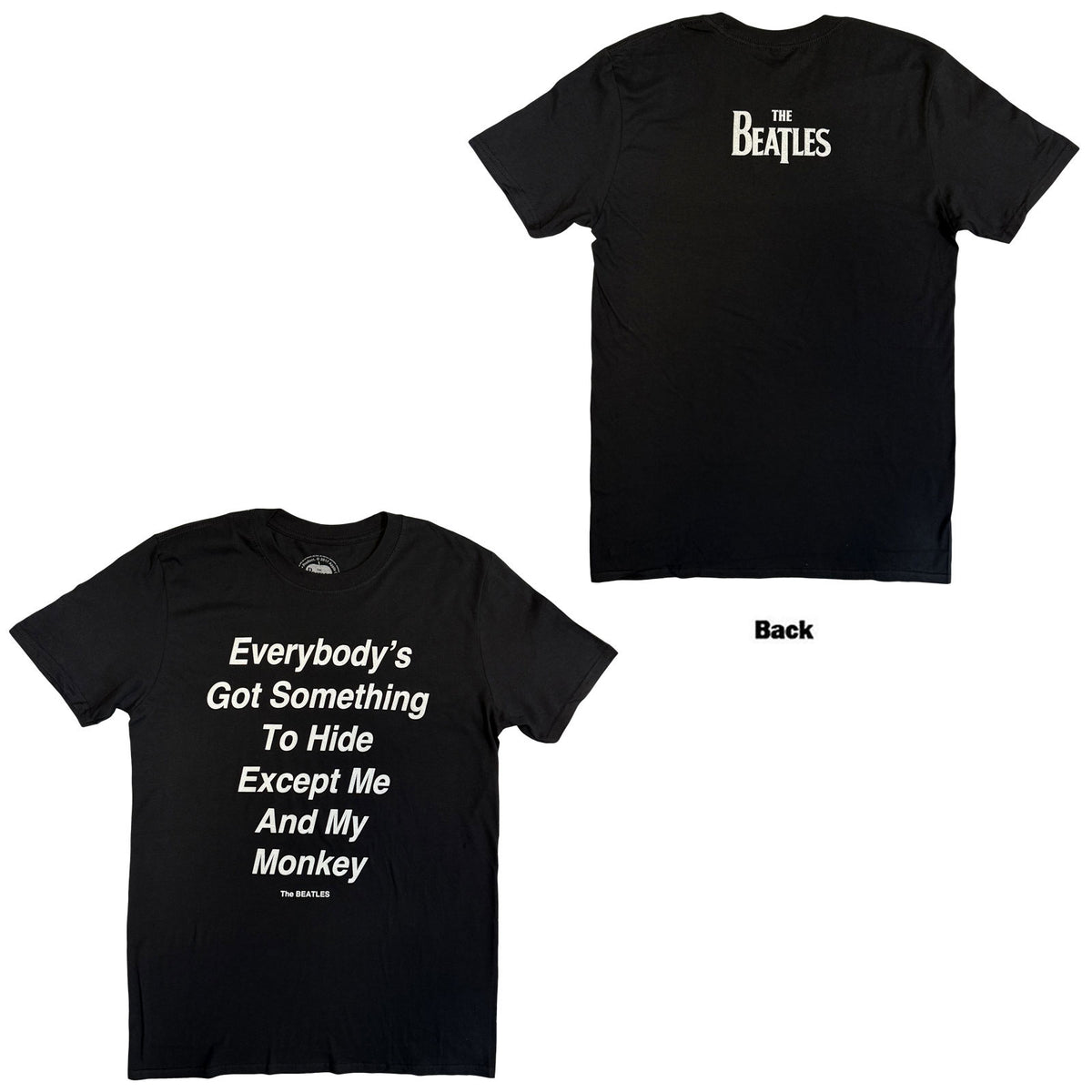 The Beatles Unisex T-Shirt: Me and My Monkey (Black) (Back Print)