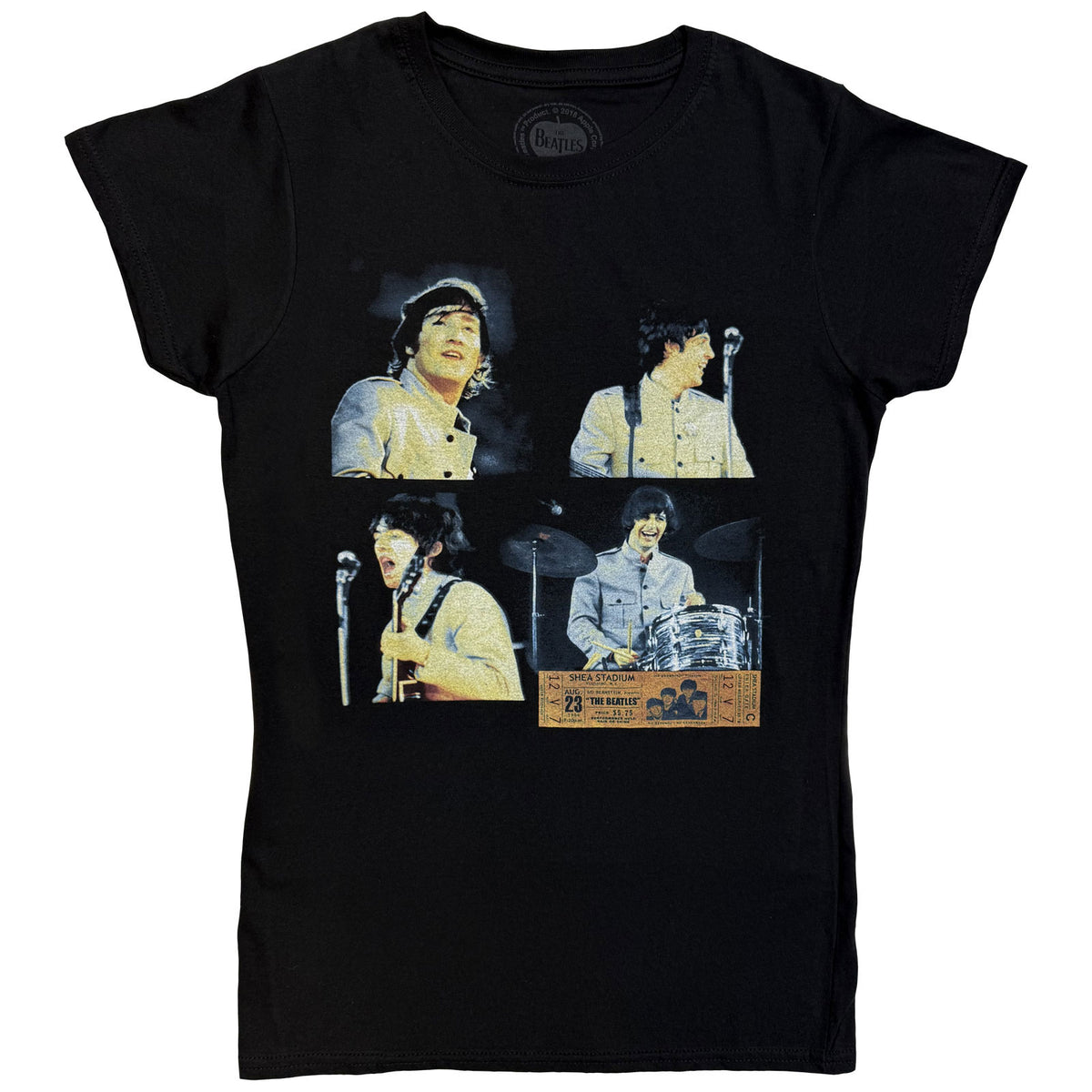 The Beatles Ladies T-Shirt: Shea Stadium Shots (Black)