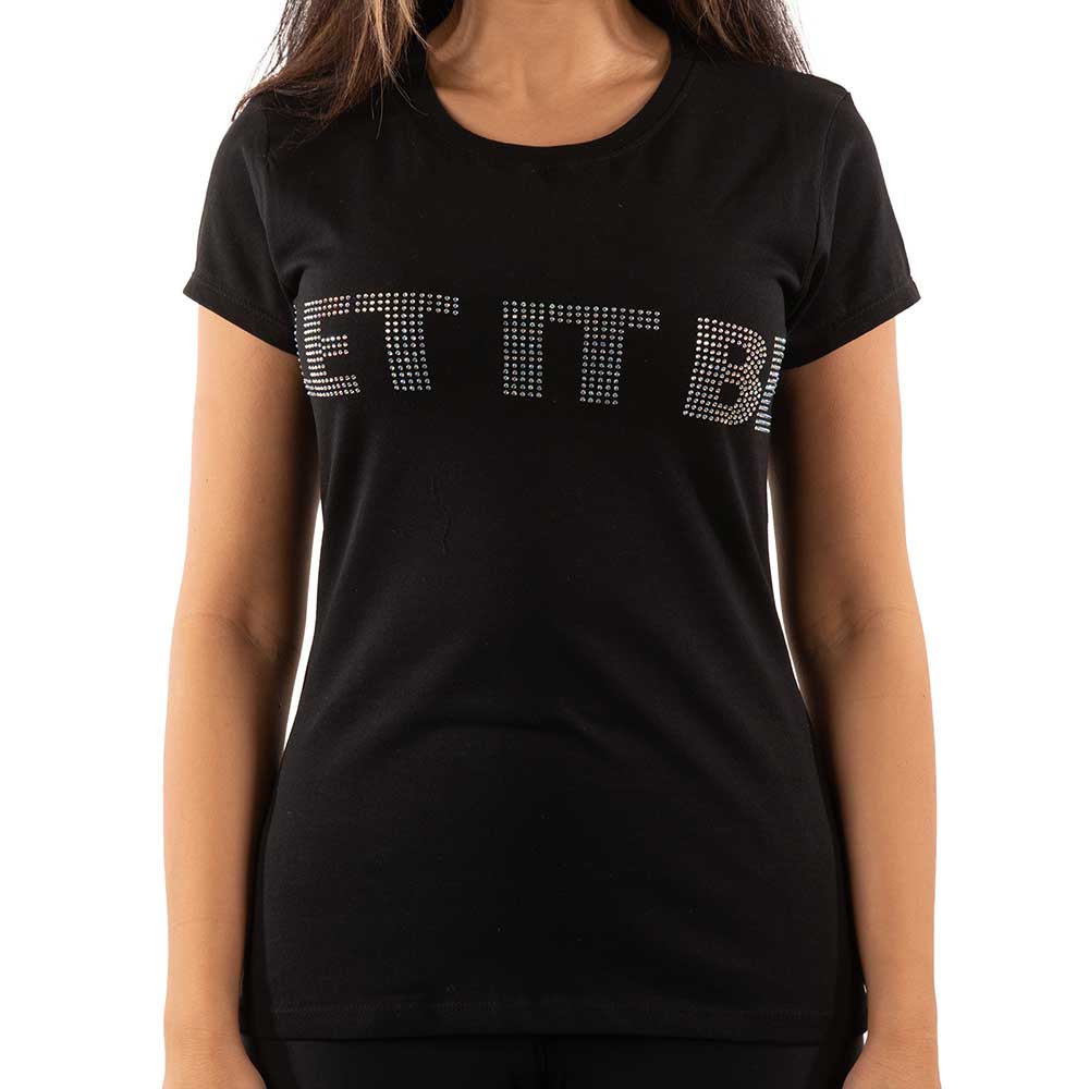The Beatles Ladies T-Shirt: Let It Be Crystals (Black) (Embellished)
