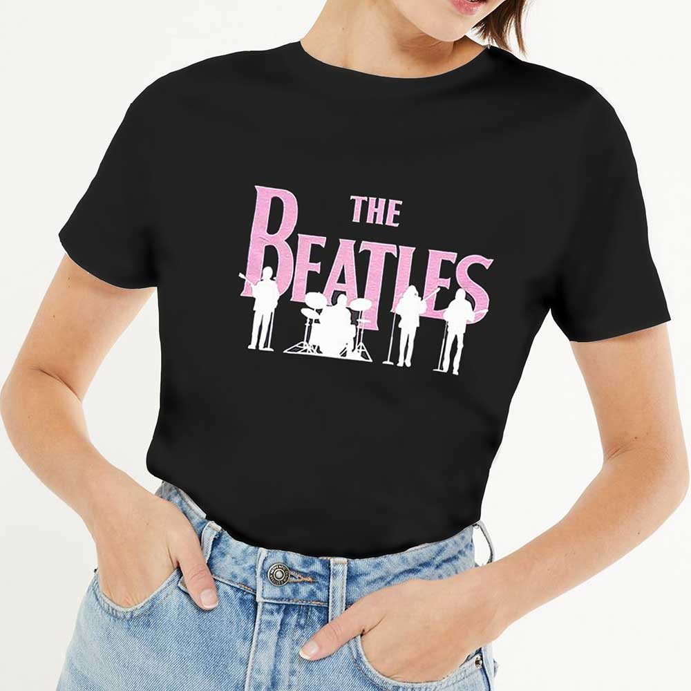The Beatles Unisex T-Shirt: Band Silhouettes (Black) (Embellished)