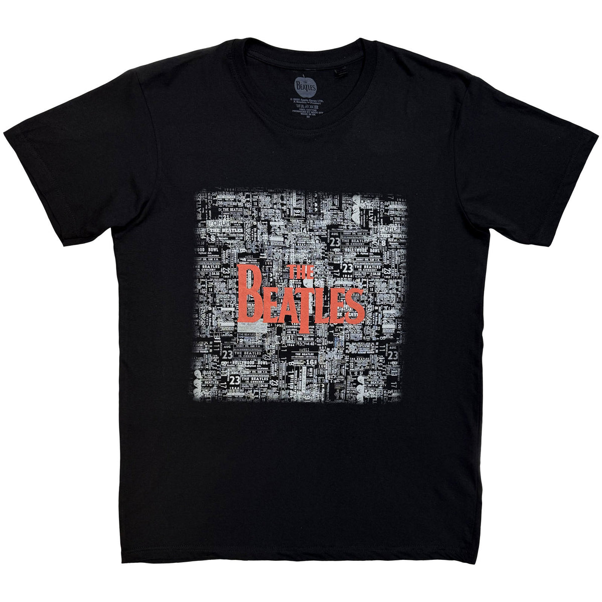 The Beatles Unisex T-Shirt: Tickets & Logo (Black) (Embellished)