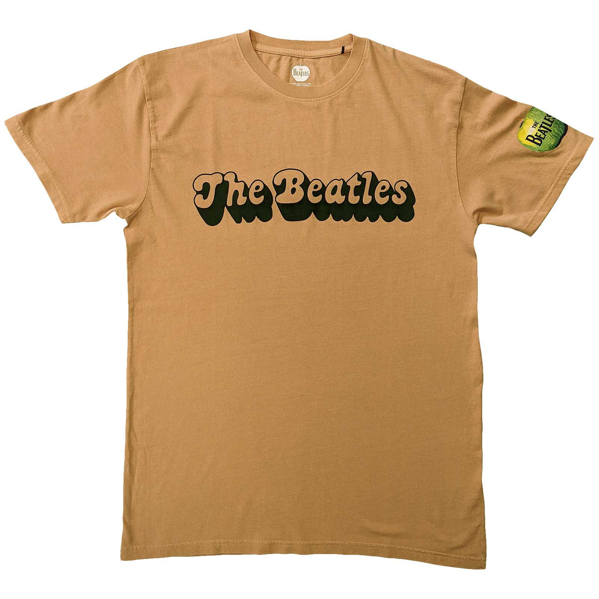 The Beatles Unisex T-Shirt: 70s Logo (Sand) (Sleeve Print)