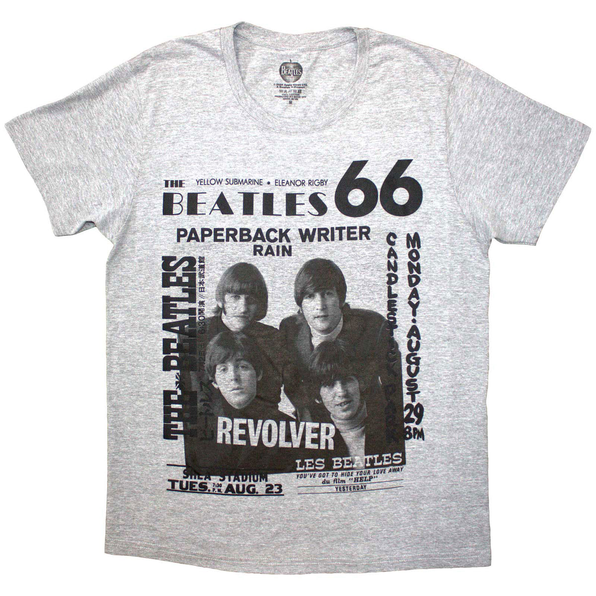 The Beatles Unisex T-Shirt: 1966 (Grey)