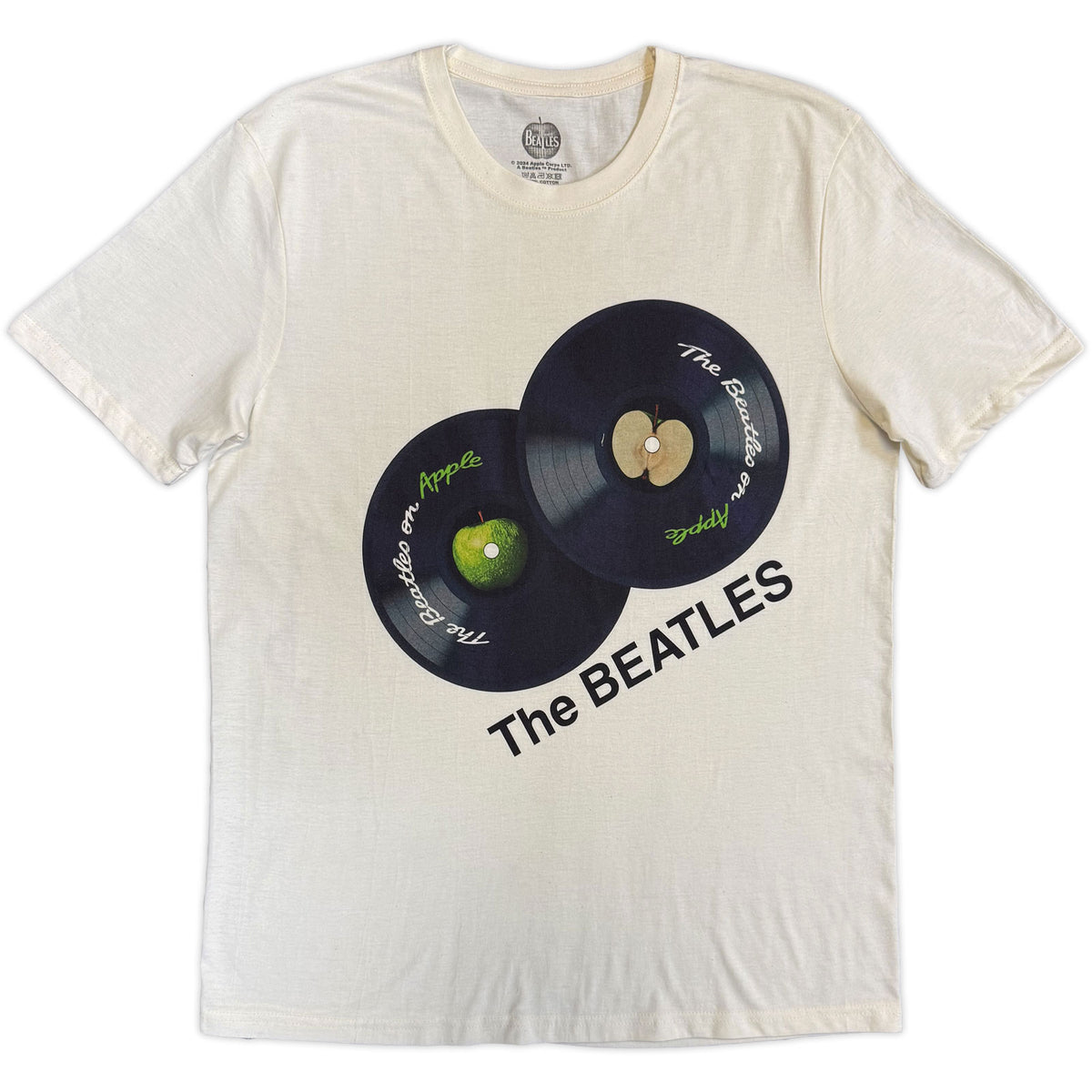 The Beatles Unisex T-Shirt: The Beatles On Apple (Natural) (Back Print)