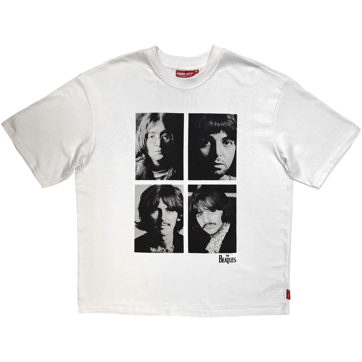 The Beatles Unisex Unplugged T-Shirt: Four Portrait Wash (White)
